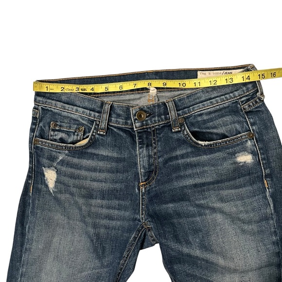 Rag & Bone Dre Distressed Low-Rise Slim Jeans in Canyon Wash, Sz 26 - Picture 10 of 15